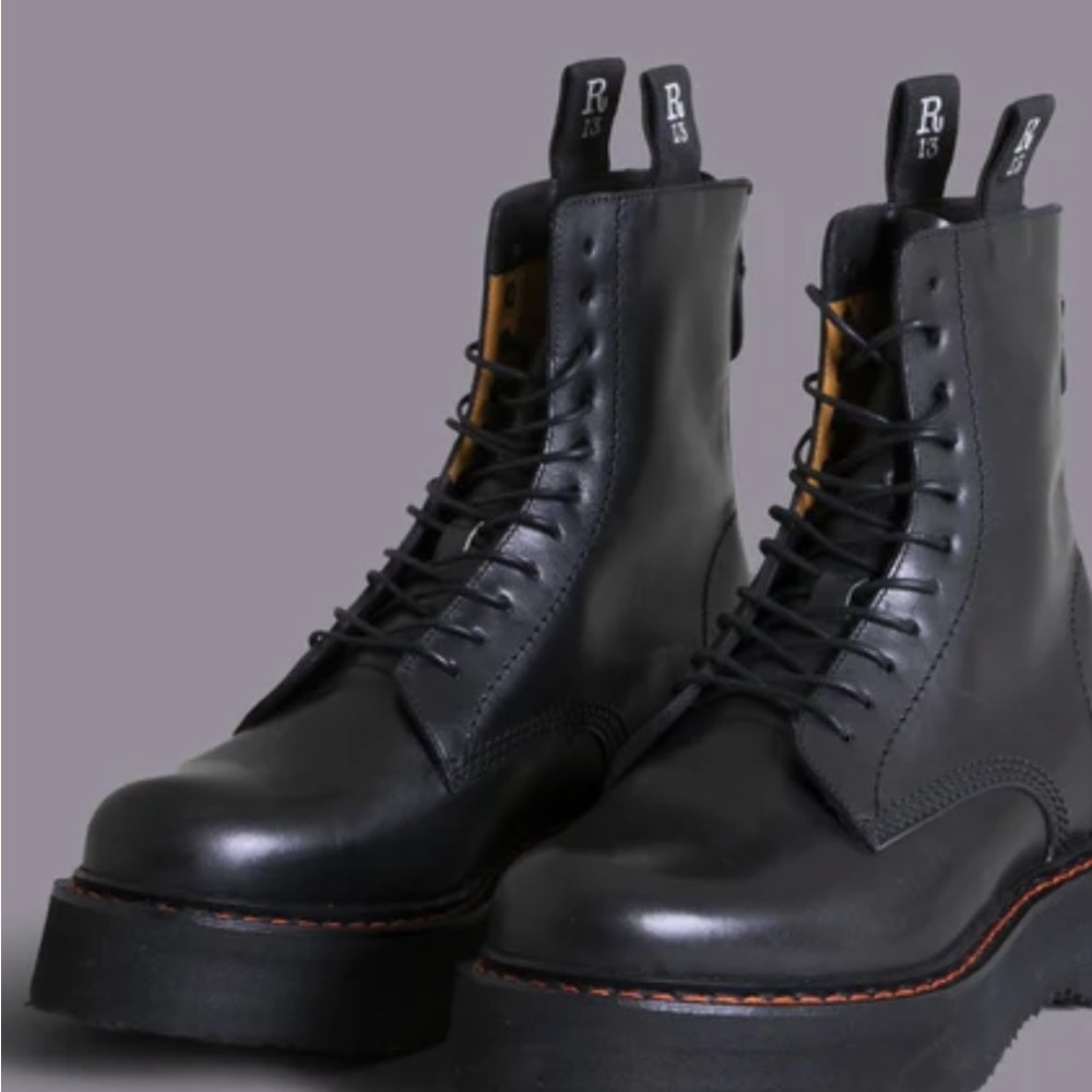 R13 Black Ankle Lace-Up Booties